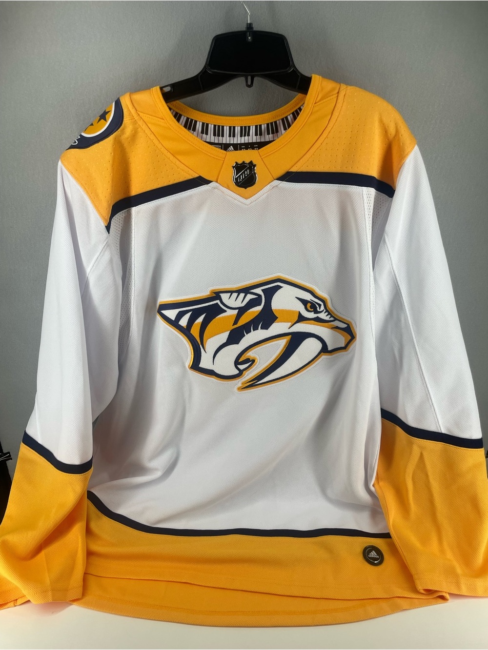 Adidas NHL Nashville Predators Blank Authentic Jersey Men’s 52 White Yellow Navy